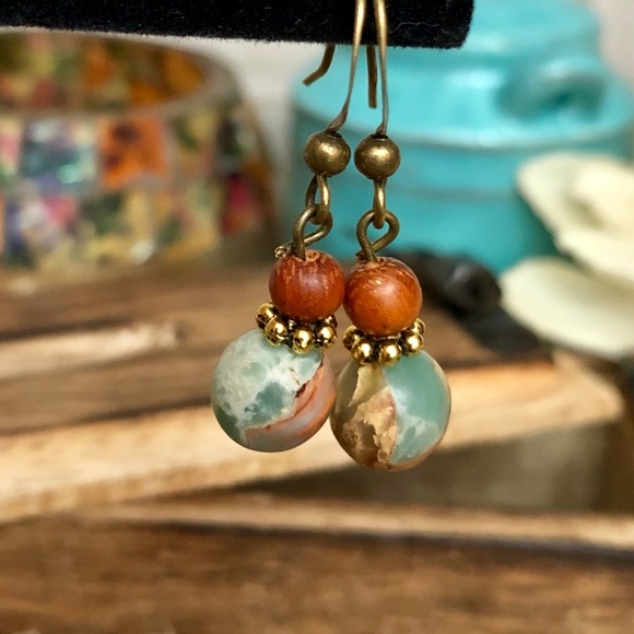 Hamsa Bracelet w/ Matching Earrings African Opal - Picture 7 of 7